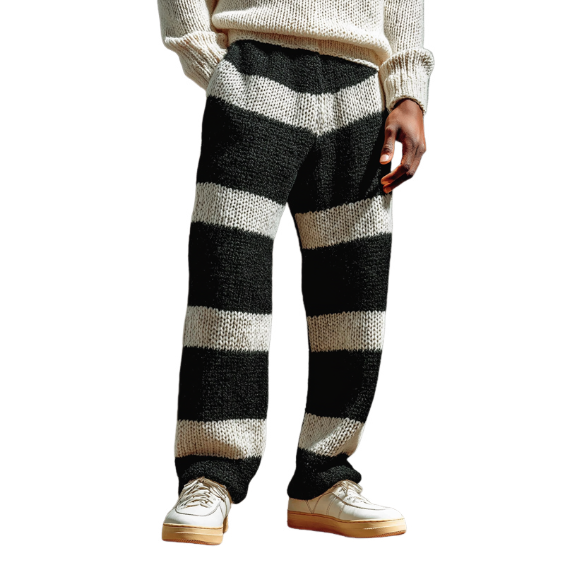 Men's Classic Striped Color-blocked Knit Trousers MTA0893K8U