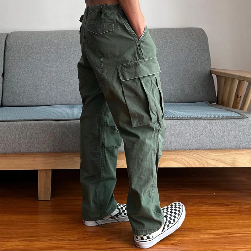 【24-hour shipping out】Men's Loose Large Pocket Wear-resistant Cargo Paratrooper Pants 35879567Z