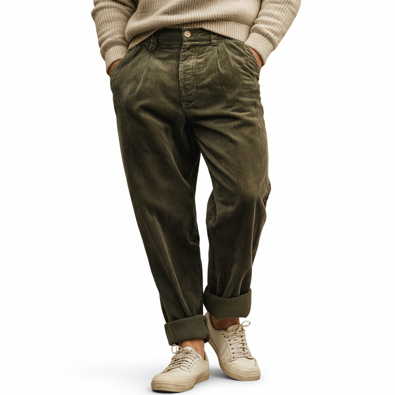 Men's Classic Army Green Corduroy Casual Pants MTA0698K3U
