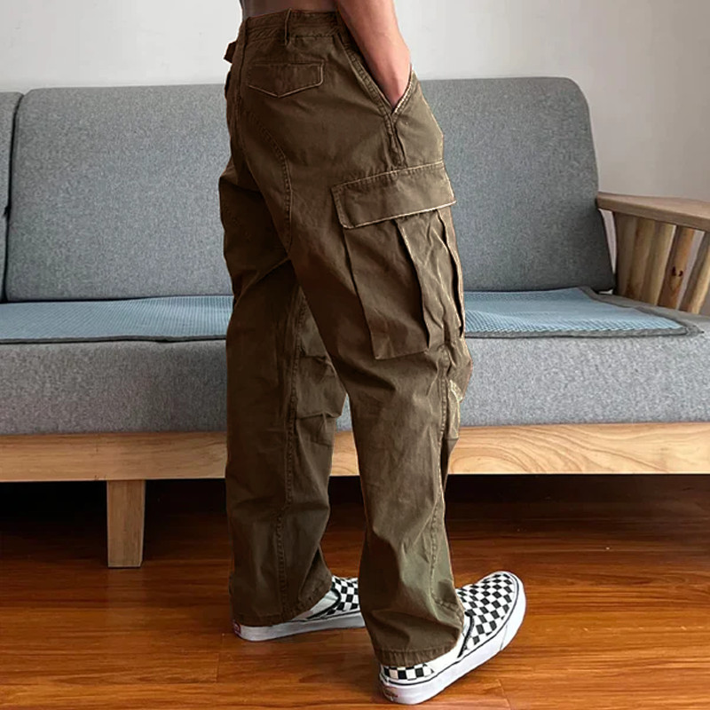 【24-hour shipping out】Men's Loose Large Pocket Wear-resistant Cargo Paratrooper Pants 35879567Z