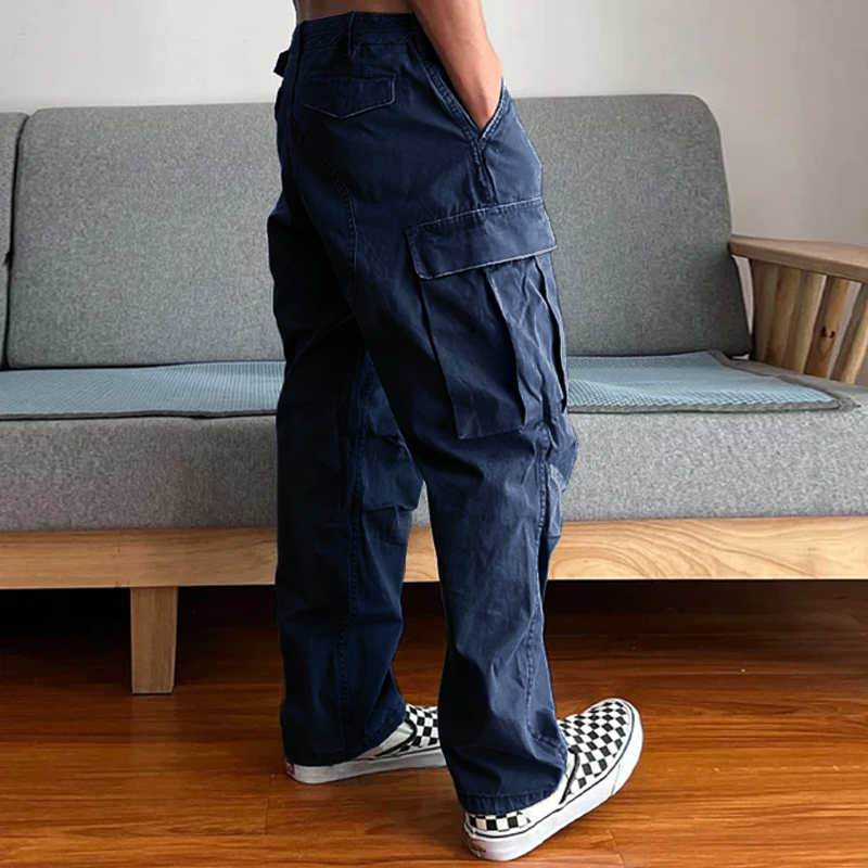 【24-hour shipping out】Men's Loose Large Pocket Wear-resistant Cargo Paratrooper Pants 35879567Z