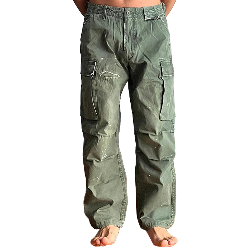 【24-hour shipping out】Men's Loose Large Pocket Wear-resistant Cargo Paratrooper Pants 35879567Z