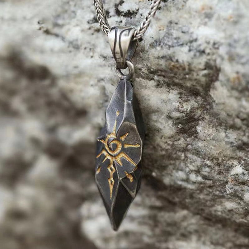 Men's Vintage Fashion S925 Silver Wishing Stone Necklace MTA3096F4M