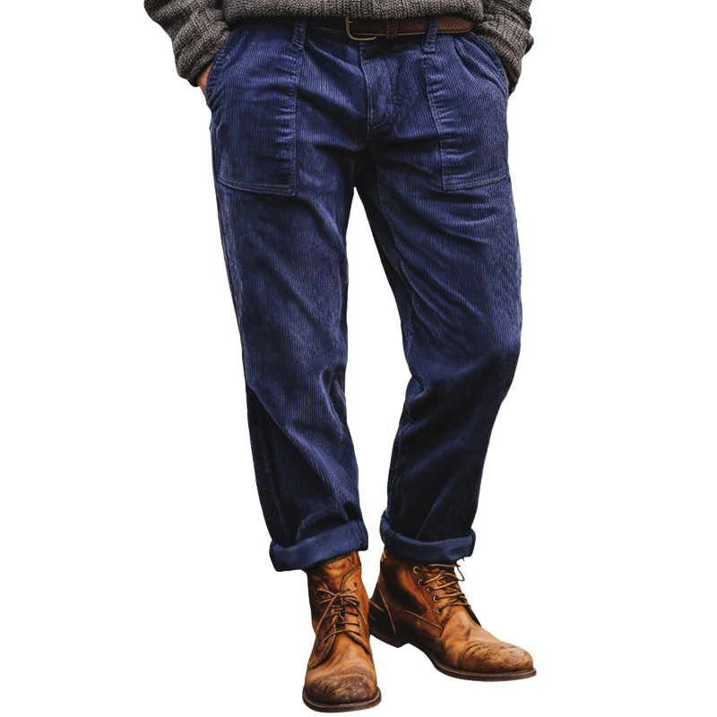 Men's Classic Blue-purple Corduroy Straight-leg Casual Pants MTA0133K3U