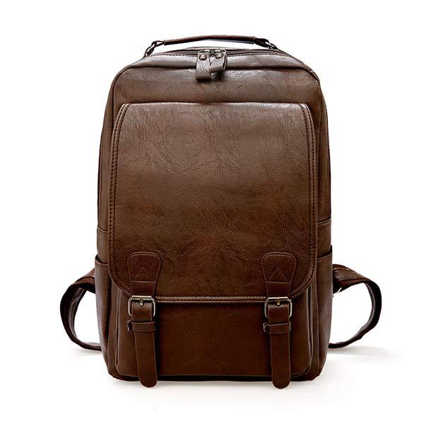 VINTAGE BUSINESS ZIP FLAP LEATHER BACKPACK