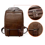 VINTAGE BUSINESS ZIP FLAP LEATHER BACKPACK